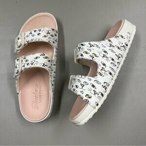 Skechers White and Pink Kitty Cat Slip On Sandals Womens Size 7
